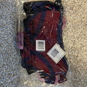 Lace Trim‎ Panties - Burgundy and Navy